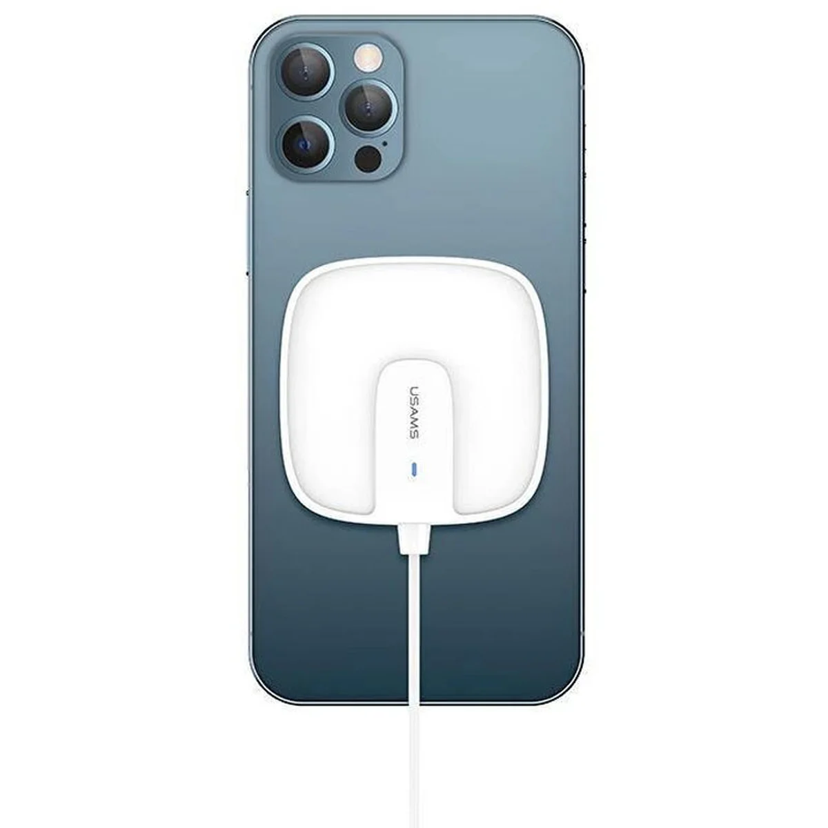 БЗУ Usams US-CD153 Ultra-thin Magnetic With Cable Белый