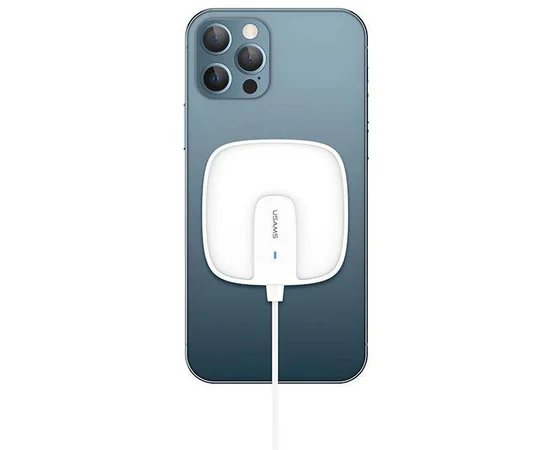 БЗУ Usams US-CD153 Ultra-thin Magnetic With Cable Белый