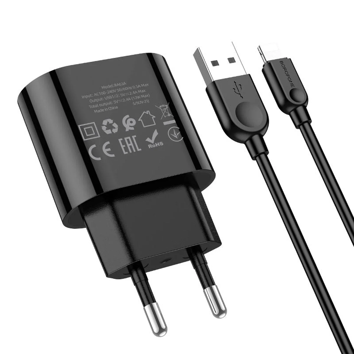 СЗУ Borofone BA63A Richy + Lightning Чорний