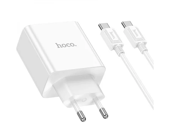 СЗУ Hoco C108A PD 35W (2 Type-C) + Type-C to Type-C White