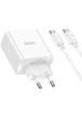 СЗУ Hoco C108A PD 35W (2 Type-C) + Type-C to Type-C White