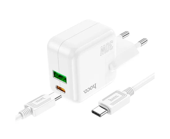 СЗУ Hoco C111A PD 30W+QC3.0 Type-C to Type-C White