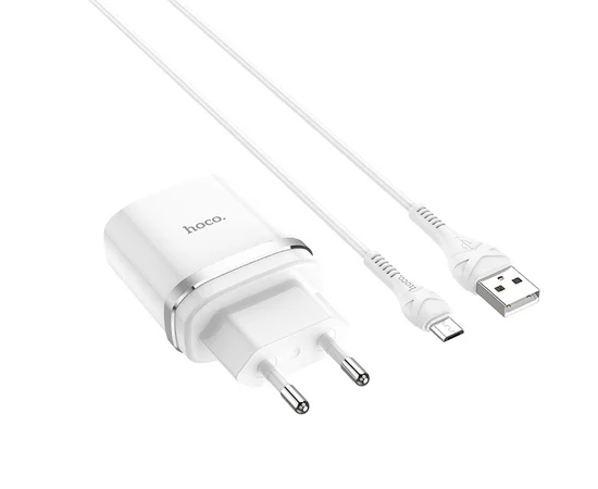 СЗУ Hoco C12Q Smart QC3.0 (1USB/3A) + MicroUSB Белый