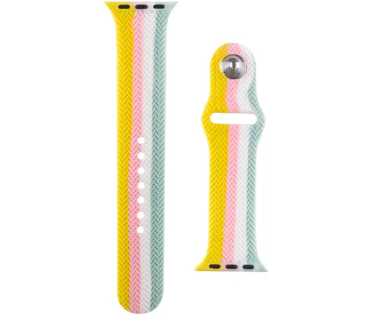 Силиконовый ремешок Braided для Apple watch 42mm / 44mm Желтый / Бирюзовый