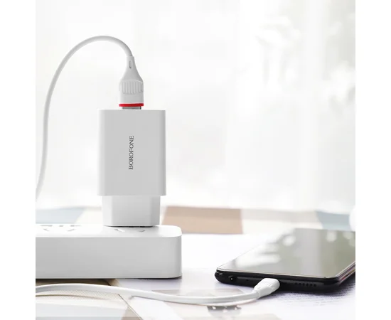 СЗУ Borofone BA21A Long journey QC3.0 (1USB/3A) + MicroUSB Белый