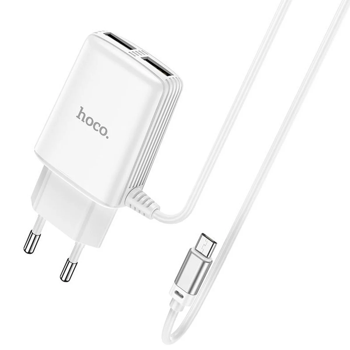 СЗУ HOCO C82A Real power dual port cable charger (for MicroUSB) (EU) Белый
