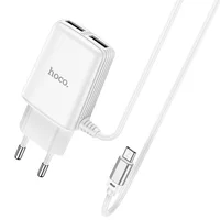 СЗУ HOCO C82A Real power dual port cable charger (for MicroUSB) (EU) Белый