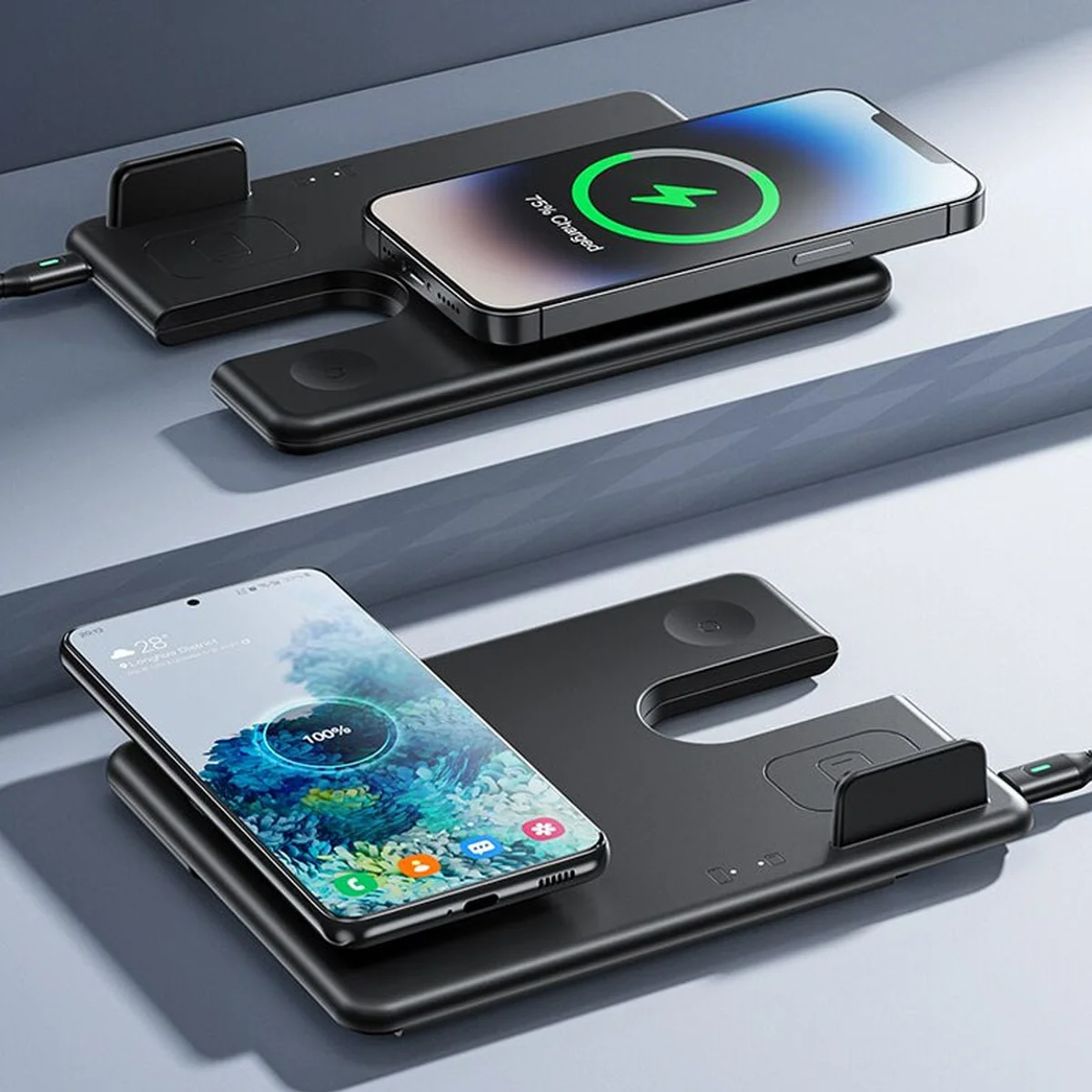 БЗУ Hoco CQ1 Geek folding 3-in-1 (for iWatch) Black