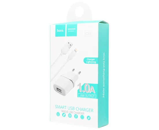 СЗУ Hoco C11 Charger + Cable (Lightning) 1.0A 1USB Белый