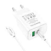 СЗУ Borofone BA67A PD20W+QC3.0 + Type-C + Lightning Белый