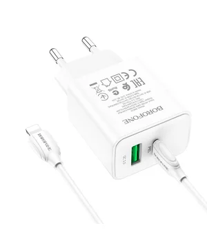 СЗУ Borofone BA67A PD20W+QC3.0 + Type-C + Lightning Белый СЗУ Borofone BA67A PD20W+QC3.0 + Type-C + Lightning Белый