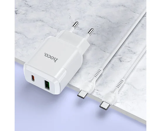 СЗУ Hoco N5 Favor 20W PD+QC3.0 Type-C to Type-C Белый