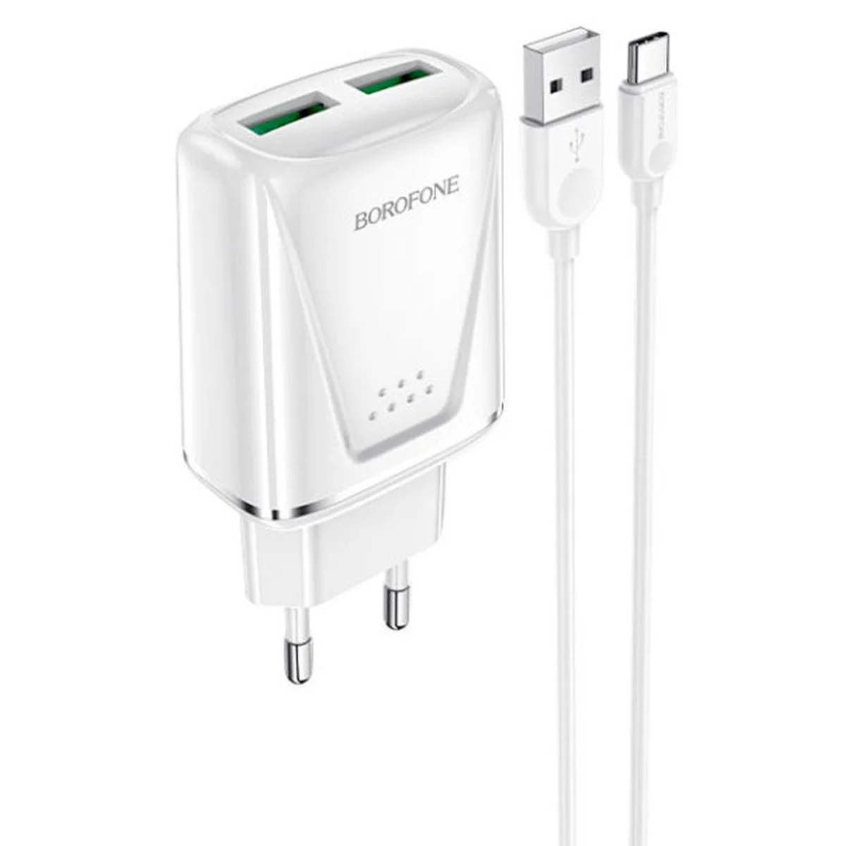 СЗУ Borofone BA54A Wide road QC3.0 (2USB) + Type-C White