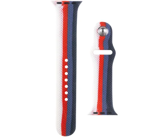 Силиконовый ремешок Braided для Apple watch 38mm / 40mm Белый / Синий