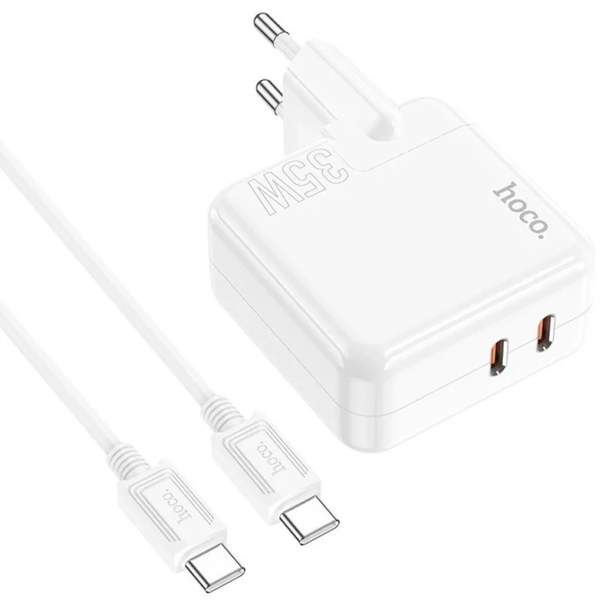 СЗУ Hoco C110A Lucky PD35W (2 Type-C) + Type-C to Type-C White