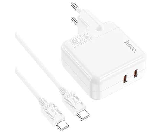 СЗУ Hoco C110A Lucky PD35W (2 Type-C) + Type-C to Type-C White