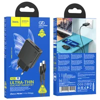 СЗУ Hoco N38 Delgado PD20W+QC3.0 + Type-C to Type-C Black