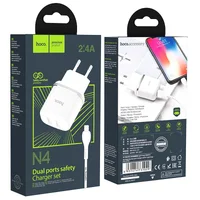 СЗУ Hoco N4 (2USB/2.4A) + Lightning Белый