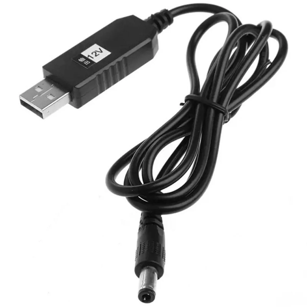 Кабель питания для роутера/модема USB-DC 12V (с преобразователем) Черный