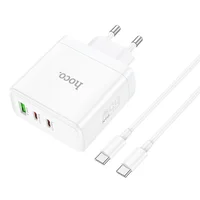 СЗУ Hoco N30 Glory PD65W (2Type-C/1USB) + Type-C to Type-C White