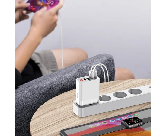 СЗУ Baseus Mirror Lake Digital Display 30W 4USB Белый