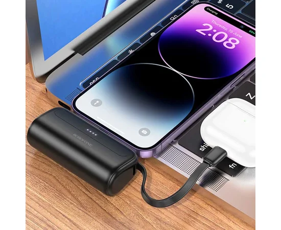 Портативний зарядний пристрій Power Bank BOROFONE BJ41 Pocket with cable 5000 mAh Black