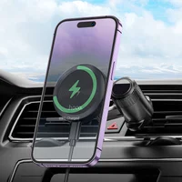 Автоутримувач із БЗУ Hoco HW6 Vision metal magnetic (air outlet) Black / Metal gray