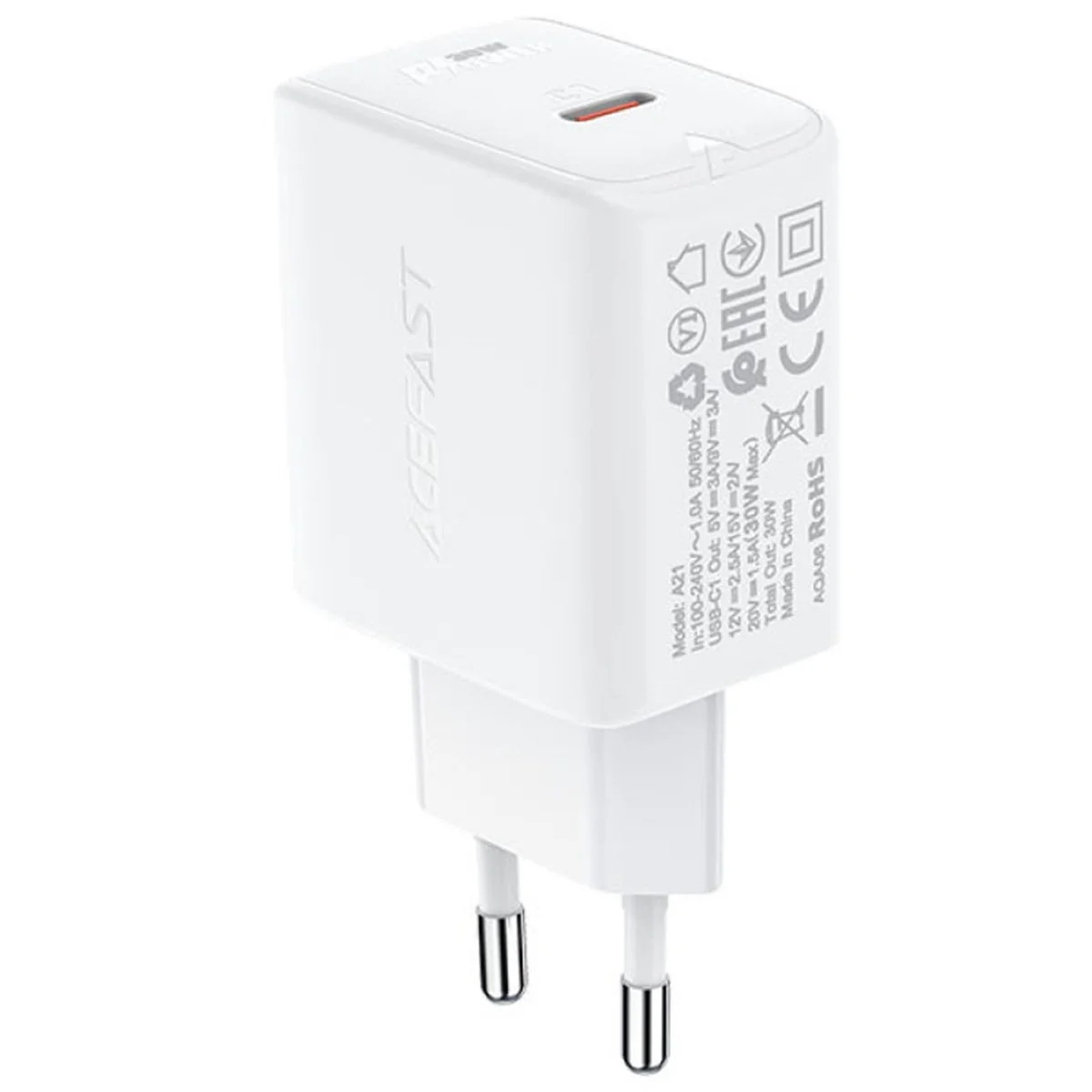 СЗУ Acefast A21 30W GaN single USB-C White