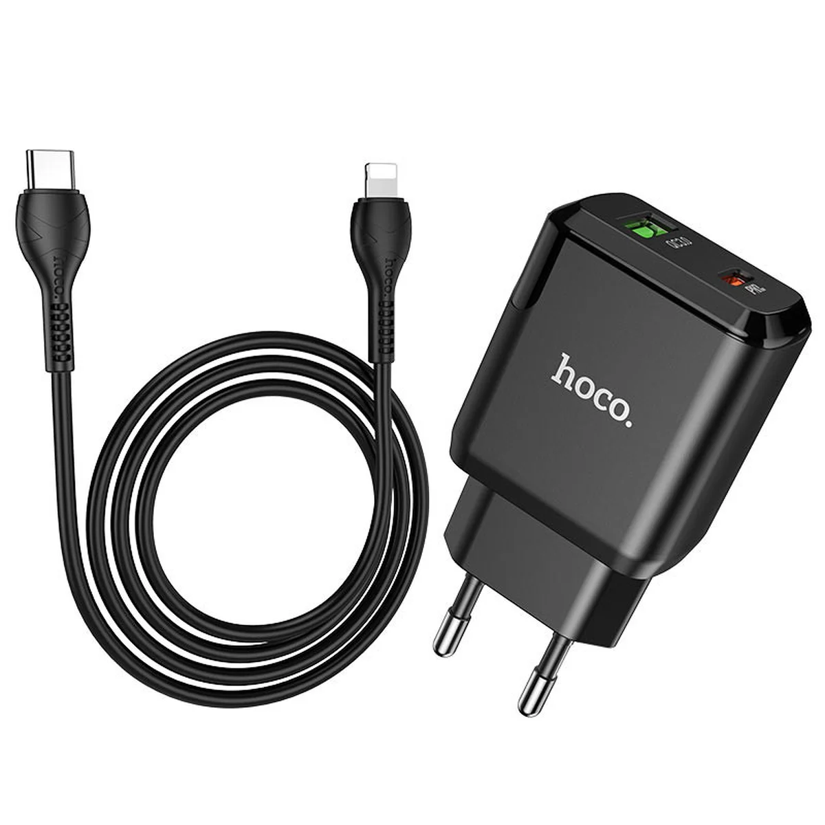 СЗУ Hoco N5 Favor 20W PD+QC3.0 Type-C to Lightning Черный