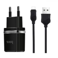 СЗУ Hoco C12 Charger + Cable (Micro) 2.4A 2USB Черный
