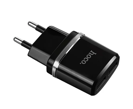 СЗУ Hoco C12 Dual USB Charger 2.1A (+кабель Lightning) Черный