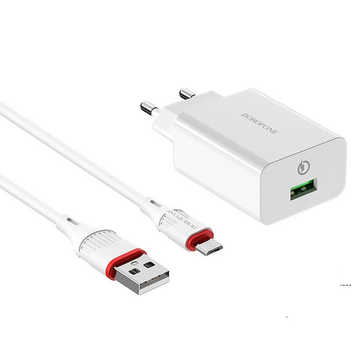 СЗУ Borofone BA21A Long journey QC3.0 (1USB/3A) + MicroUSB Белый
