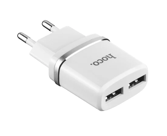 СЗУ Hoco C12 Dual USB Charger 2.1A (+кабель Lightning) Белый