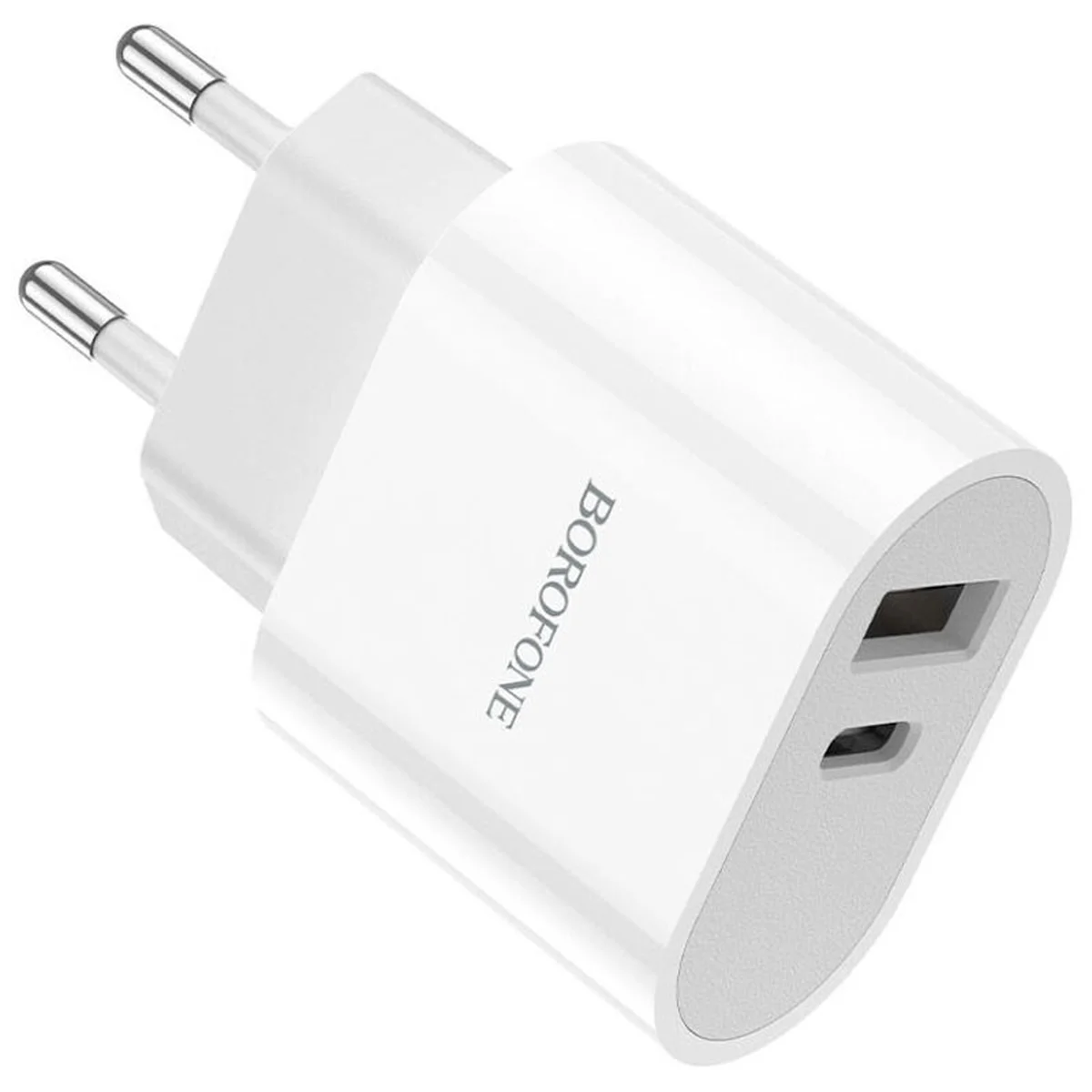 СЗУ Borofone BA62A Wiseacre PD12W (1USB/1Type-C/2.4A) + Type-C to Lightning Белый