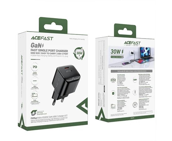 СЗУ Acefast A77 mini PD30W GaN USB-C Black