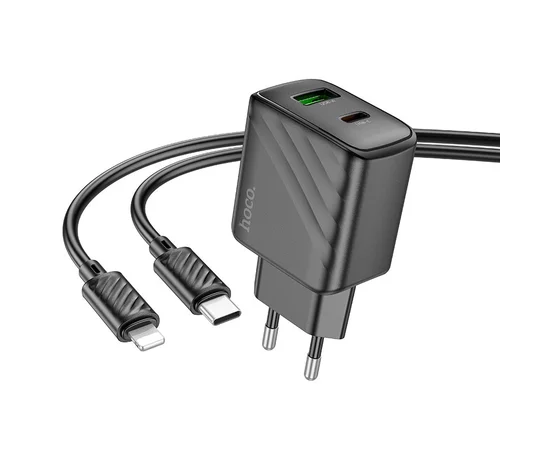 СЗУ Hoco CS23A Sunlight PD30W+QC3.0 + Type-C to Lightning Black