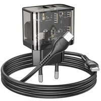 СЗУ Hoco N34 Dazzling PD20W+QC3.0 + Type-C to Type-C Transparent black