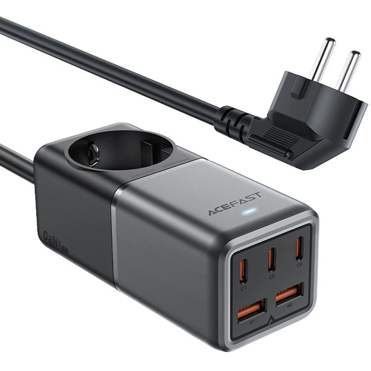 СЗУ Acefast Z2 PD75W GaN (3*USB-C+2*USB-A) Black gray
