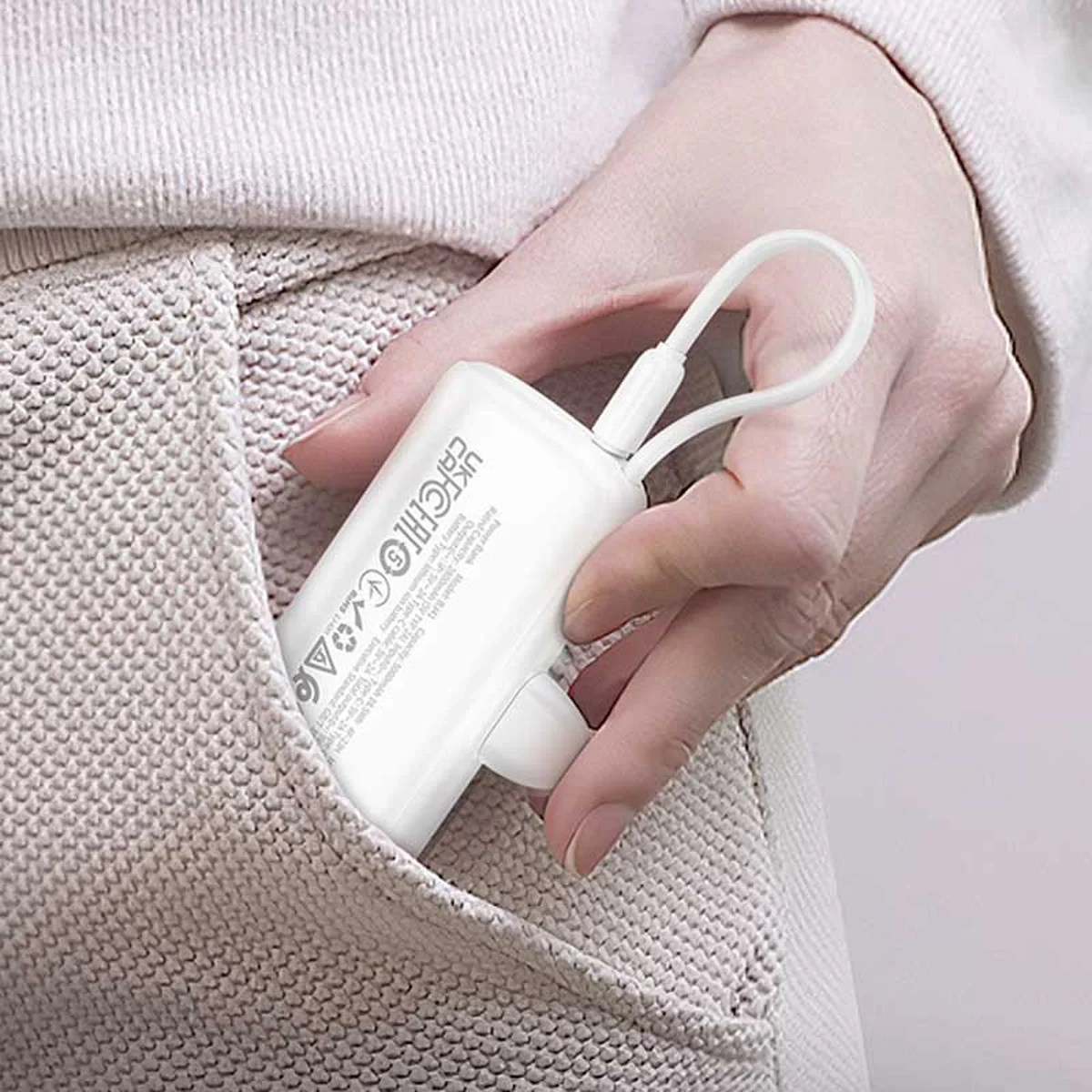 Портативний зарядний пристрій Power Bank BOROFONE BJ41 Pocket with cable 5000 mAh White