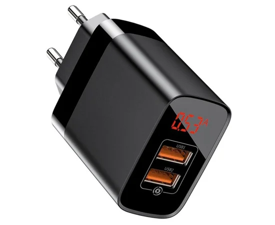 СЗУ Baseus Mirror Lake Dual QC Digital Display 2USB Черный