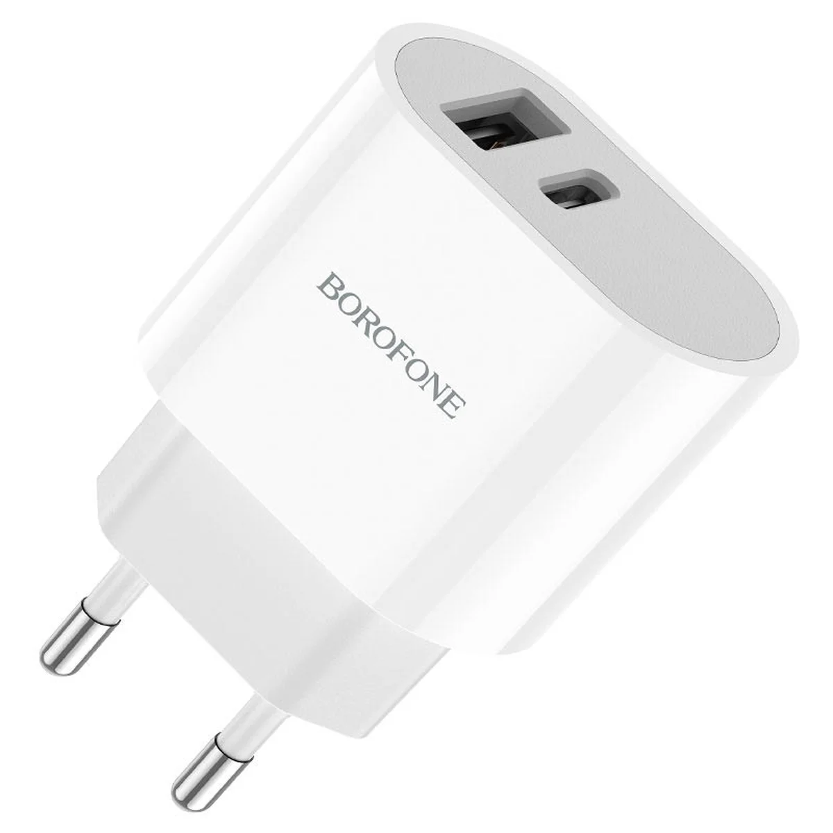 СЗУ Borofone BA62A Wiseacre PD12W (1USB/1Type-C/2.4A) + Type-C to Lightning Белый