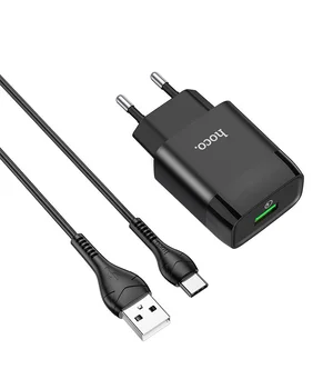 СЗУ Hoco C72Q QC3.0 (1USB / 2A) + Type-C Чорний