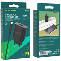 СЗУ Borofone BN1 (1USB/2.1A) + Type-C Чорний