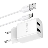 СЗУ Borofone BA53A Powerway (2USB/2.1A) + Type-C Білий