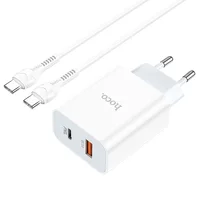 СЗУ HOCO C97A PD20W+QC3.0 (1USB/1Type-C/3A) + Type-C to Type-C Белый