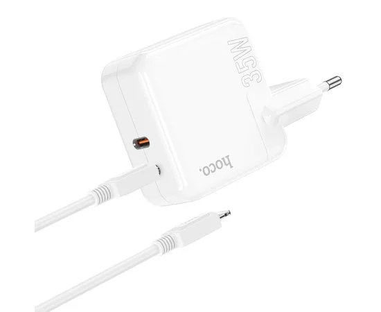 СЗУ Hoco C110A PD 35W+QC3.0 (2 Type-C) + Type-C to Lightning White