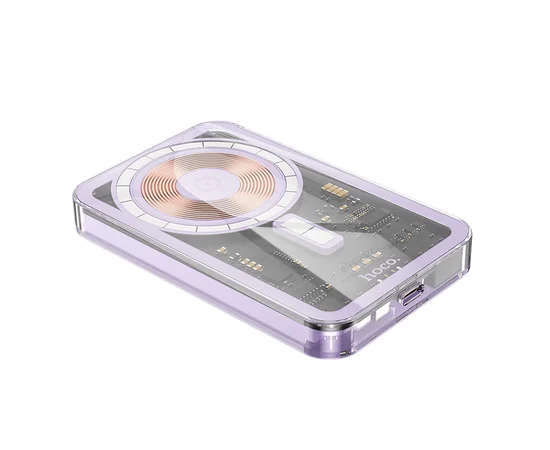 Портативное зарядное устройство Power Bank Hoco Q14 Ice Crystal PD20W с БЗУ 5000 mAh Purple