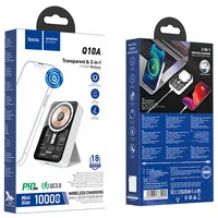 Портативное зарядное устройство Power Bank Hoco Q10A Transparent PD20W с БЗУ 10 000 mAh White