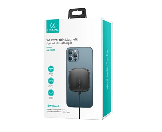 БЗУ Usams US-CD159 W1, 15W (магнитный) Черный