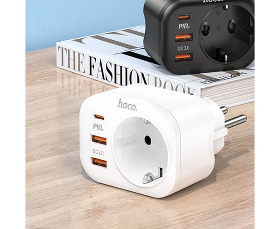 СЗУ Hoco NS3 Multifunctional PD20W (2USB/1Type-C/1xSocket) White